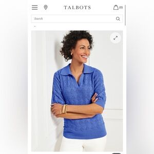 Talbots NWT Johnny Collar Pullover shirt-sleeve sweater 2023 style MP